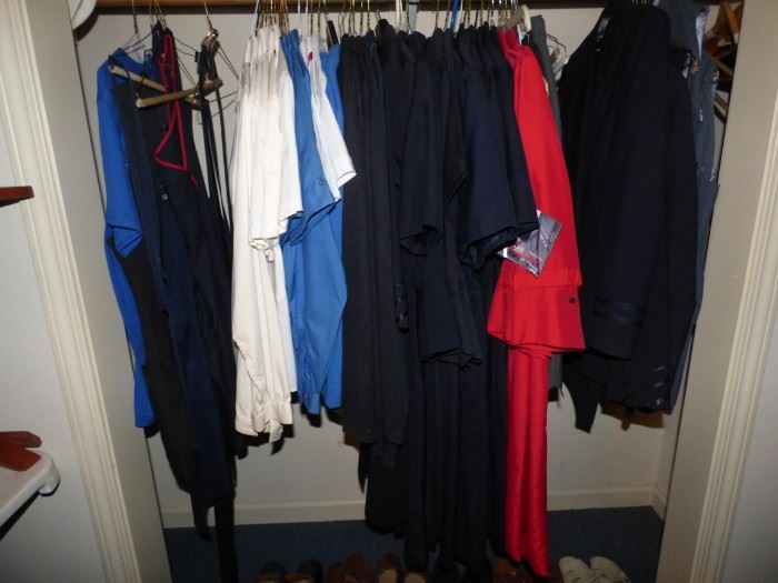 Closet full of vintage Delta Flight Attendant uniforms, dresses, sweaters, blouses, jackets, etc