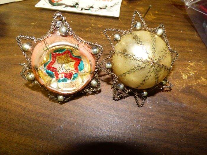 Antique glass Christmas ornaments with wire