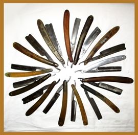 GIANT Antique Straight Razor Collection including  Dubl Duck, George Wostenholm,  Wade and Butcher, Greaves, Packwood, Torrey,  H. Boker,  Henkel, Keen Kutter, Genco,  Giesen  & Forsthoff,  Joseph Allen and Sons, Dame, Stroddard and Kendall AND MANY MANY MORE