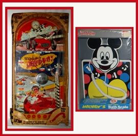 500 Mile Speedway Game and Mickey Mouse Bathroom Scale 