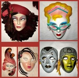 Small Sample of the HUGE Collection of Unique Creations Masks and a Pair of Decorative Metal Masks 