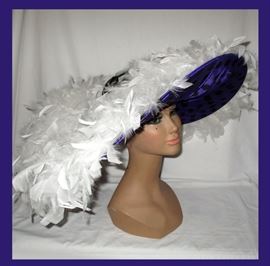 Large Feathered Hat Great for Halloween or the Horse Races 