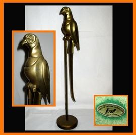 Prestige Corporation Tall Brass Parrot on Stand 