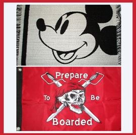 Set of 4 Brand New Mickey Mouse Place Mats and Prepare to be Boarded Pirate Flag 