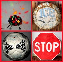 UDO Unidentified Disco Object, Spins and throws color,  Ice Bottle Top Sign, 1987 Brazilian Soccer Team Winners from the Pan American Games and Stop Sign