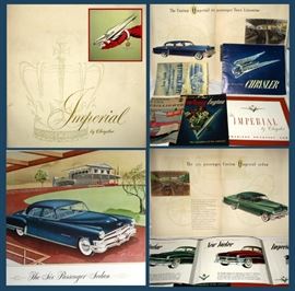 1950's Chrysler Ephemera; Dealership Pamphlets with Beautiful Graphics and a George Barris Booklet Titled Customizing Fins and Taillights.  George Barris was an American designer and builder of many famous Hollywood custom cars, most notably the Munster Koach and 1966 Batmobile 