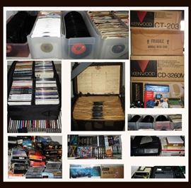 Loads of 45 Records, 78 Records, 33 Records, CDs. DVDs, VHS Tapes, Brand New Electronics in Boxes and More