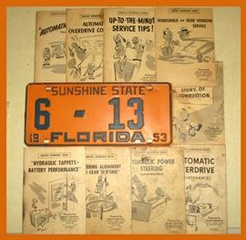 1953 Florida License Plate and 1950's Service manuals