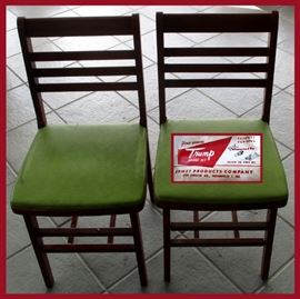 Mid Century Modern Trump Bridge Set, Showing 2 of a Set of 4 Folding Chairs, Date Stamped is 1951