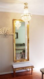 Grand Gilt Mirror and marble top table