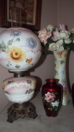Large Limoges Vase w/ porcelain roses