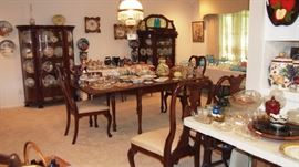 Grand Dining Room PACKED with treasures includ. great oil lamp fixture