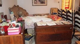 Vintage Cedar Trunk--unusual top swings open to each side, then lifts open (we have key)