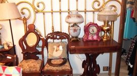 Nice Oil Lamps, chairs and vintage pillows