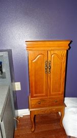 JEWELRY AMOIRE CABINET IN OAK FINISH