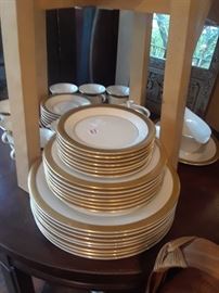 Dinnerware with elegant gold band reduced 50% to close estate. Just in time for the holidays.