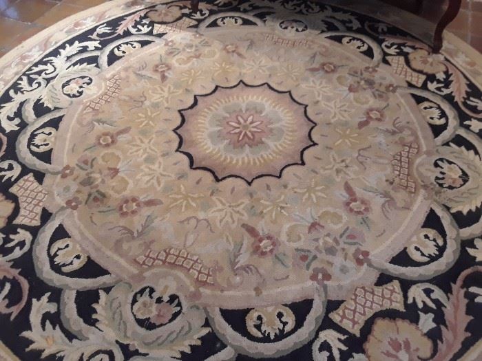 8' round rug from designer source. Needs cleaning. Priced to clear out this weekend.