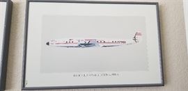 Series of 4 framed airplane prints, Number one