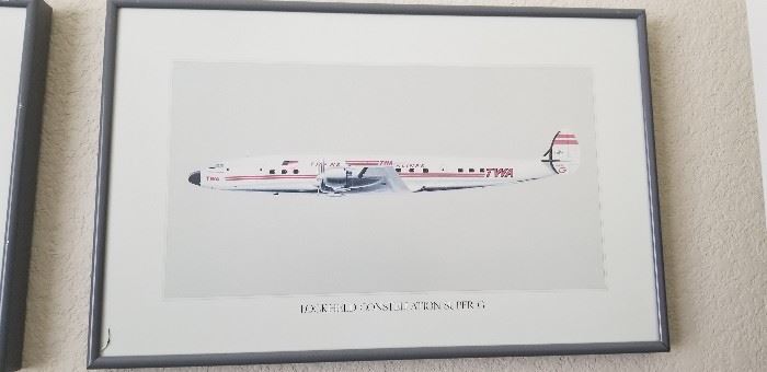 Series of 4 framed airplane prints, Number one