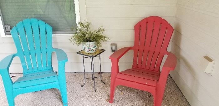 Plastic chairs for a colorful patio