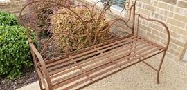 Metal bench with butterfly back