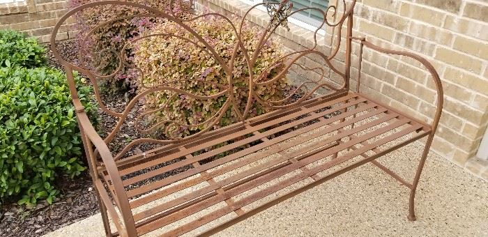 Metal bench with butterfly back