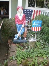 3-1/2 foot concrete golfer.  Unusual statue to welcome guests.