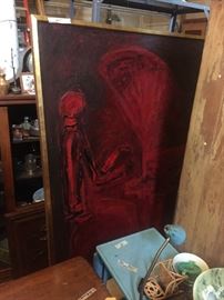 large mid century oil painting signed steinberg, oversized