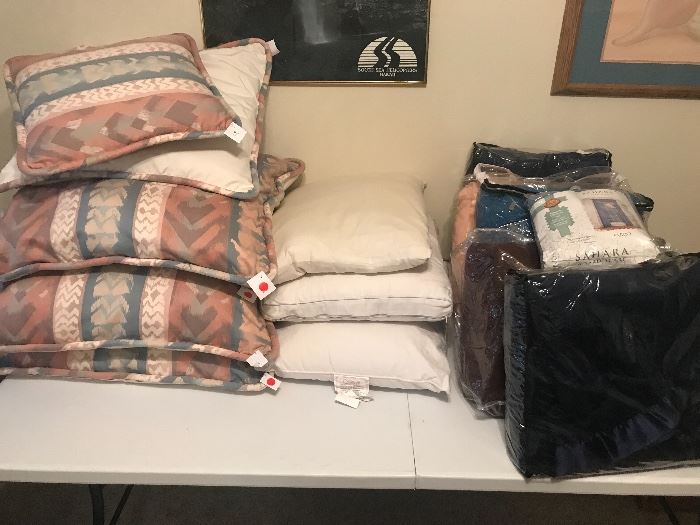 Pillows and many blankets 