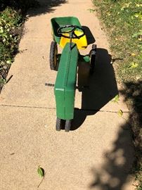 Farmall Pedal Car Tractor with Original Wagon - Painted John Deere Colors