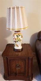 end table, mid century lamp