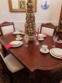 Broyhill dining table, four chairs- SOLD Lenox holiday china