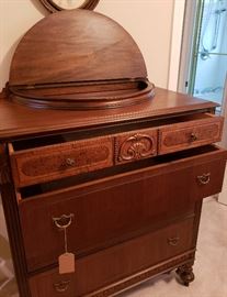 chest of drawers with valet and drawers open
