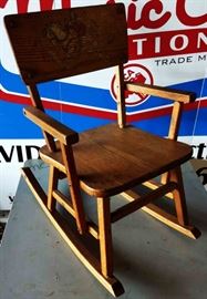 Vintage Wood Child's Rocker with Paint