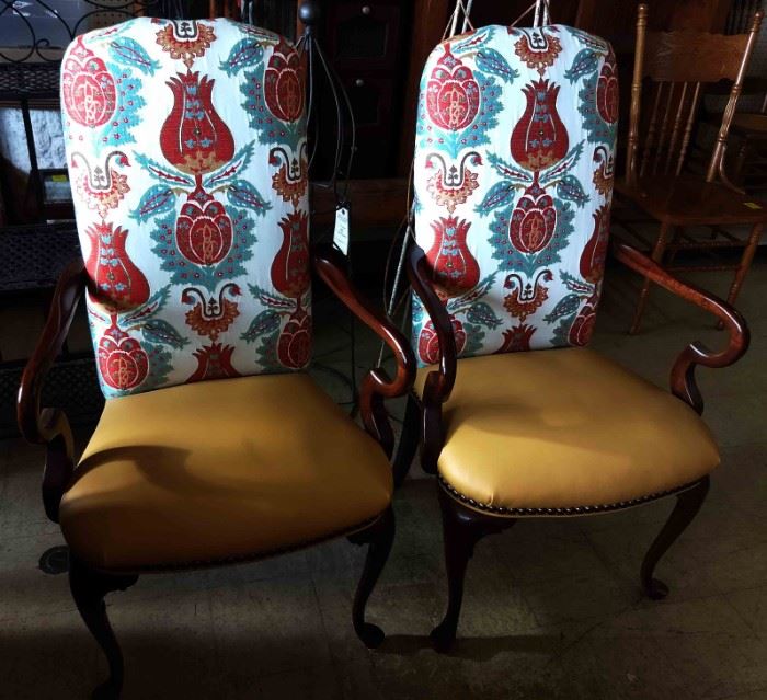 Pair of Occassional Chairs with Leather Seats