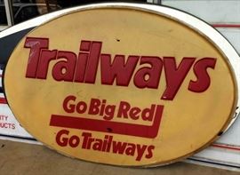 Large "Trailways" Bus Plastic Sign