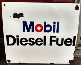 Vintage Mobil Diesel Fuel Porcelain Sign