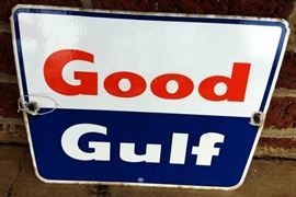 Vintage Good Gulf Porcelain Sign