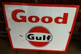 Vintage Good Gulf Porcelain Sign