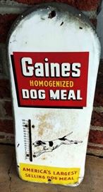 Vintage Gaines Dog Meal Metal Sign (missing thermometer)