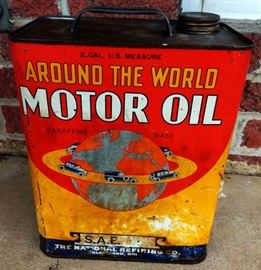 Vintage "Around the World" Motor Oil Can