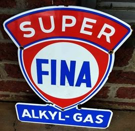 Vintage Fina Super Porcelain Sign