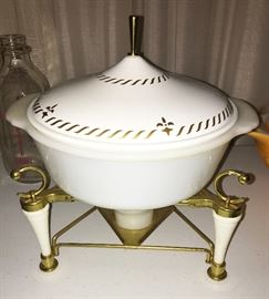 Fire King Casserole Dish With Warming Stand