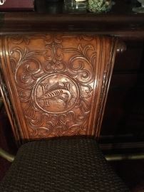 Closeup of bar stool back