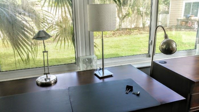 Desk & variety of lamps