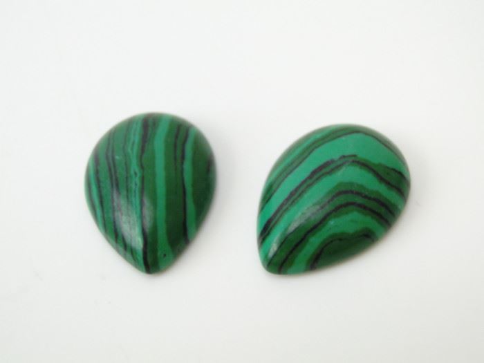 Pair of Green Malachite Stones
