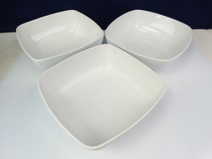 3 Porcelain Square Serving Bowls