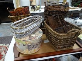 Assorted baskets planters