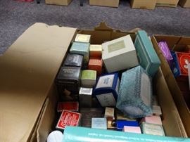 large box vintage avon bottles