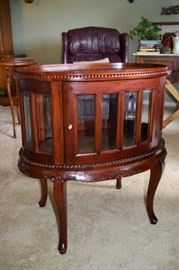 Antique Mahogany Chocolate Display/Server with Beveled Glass and Top Serving Tray